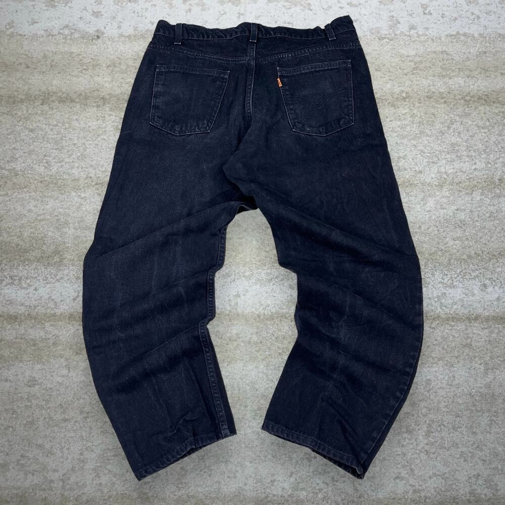Vintage 90s Orange Tab Levis Jeans 555 38x28 Relaxed Fit Jet Black Wash Cotton